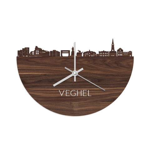 Skyline Klok Veghel Noten houten cadeau wanddecoratie relatiegeschenk van WoodWideCities