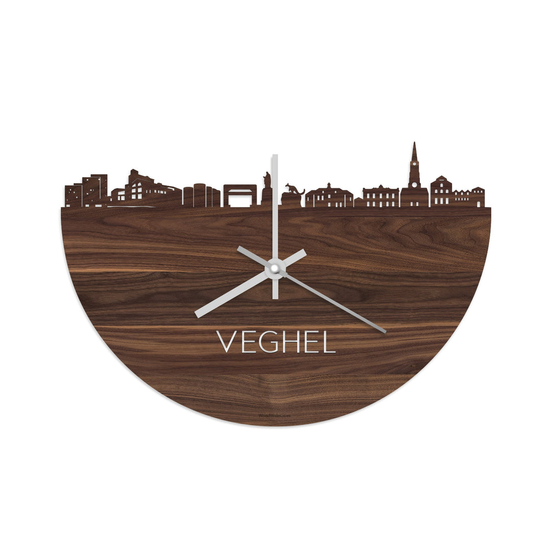 Skyline Klok Veghel Noten houten cadeau wanddecoratie relatiegeschenk van WoodWideCities