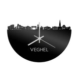 Skyline Klok Veghel Zwart glanzend gerecycled kunststof cadeau wanddecoratie relatiegeschenk van WoodWideCities