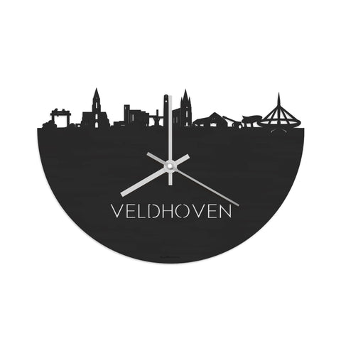 Skyline Klok Veldhoven Black Zwart houten cadeau decoratie relatiegeschenk van WoodWideCities