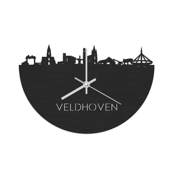 Skyline Klok Veldhoven Black Zwart houten cadeau decoratie relatiegeschenk van WoodWideCities