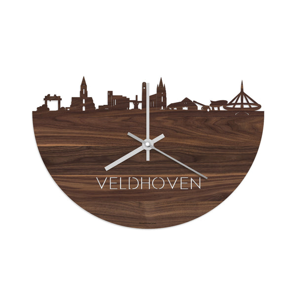 Skyline Klok Veldhoven Noten houten cadeau decoratie relatiegeschenk van WoodWideCities