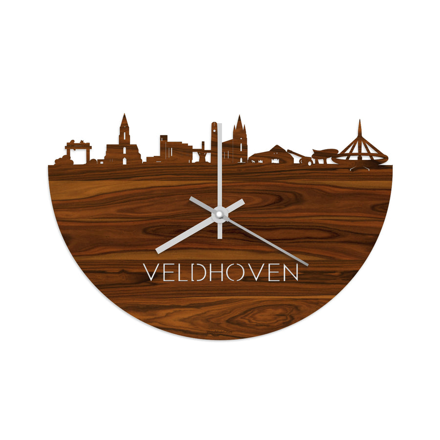 Skyline Klok Veldhoven Palissander houten cadeau decoratie relatiegeschenk van WoodWideCities