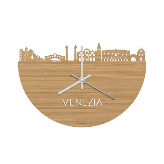 Skyline Klok Venezia Bamboe houten cadeau wanddecoratie relatiegeschenk van WoodWideCities