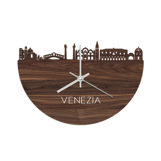 Skyline Klok Venezia Noten houten cadeau wanddecoratie relatiegeschenk van WoodWideCities