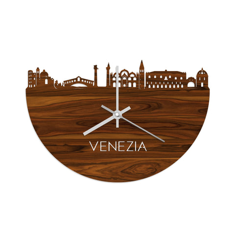 Skyline Klok Venezia Palissander houten cadeau wanddecoratie relatiegeschenk van WoodWideCities