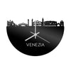 Skyline Klok Venezia Zwart glanzend gerecycled kunststof cadeau wanddecoratie relatiegeschenk van WoodWideCities
