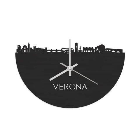 Skyline Klok Verona Black Zwart houten cadeau decoratie relatiegeschenk van WoodWideCities