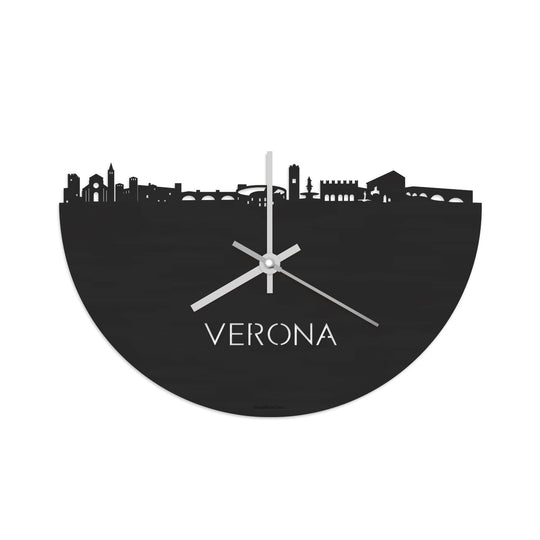 Skyline Klok Verona Black Zwart houten cadeau decoratie relatiegeschenk van WoodWideCities