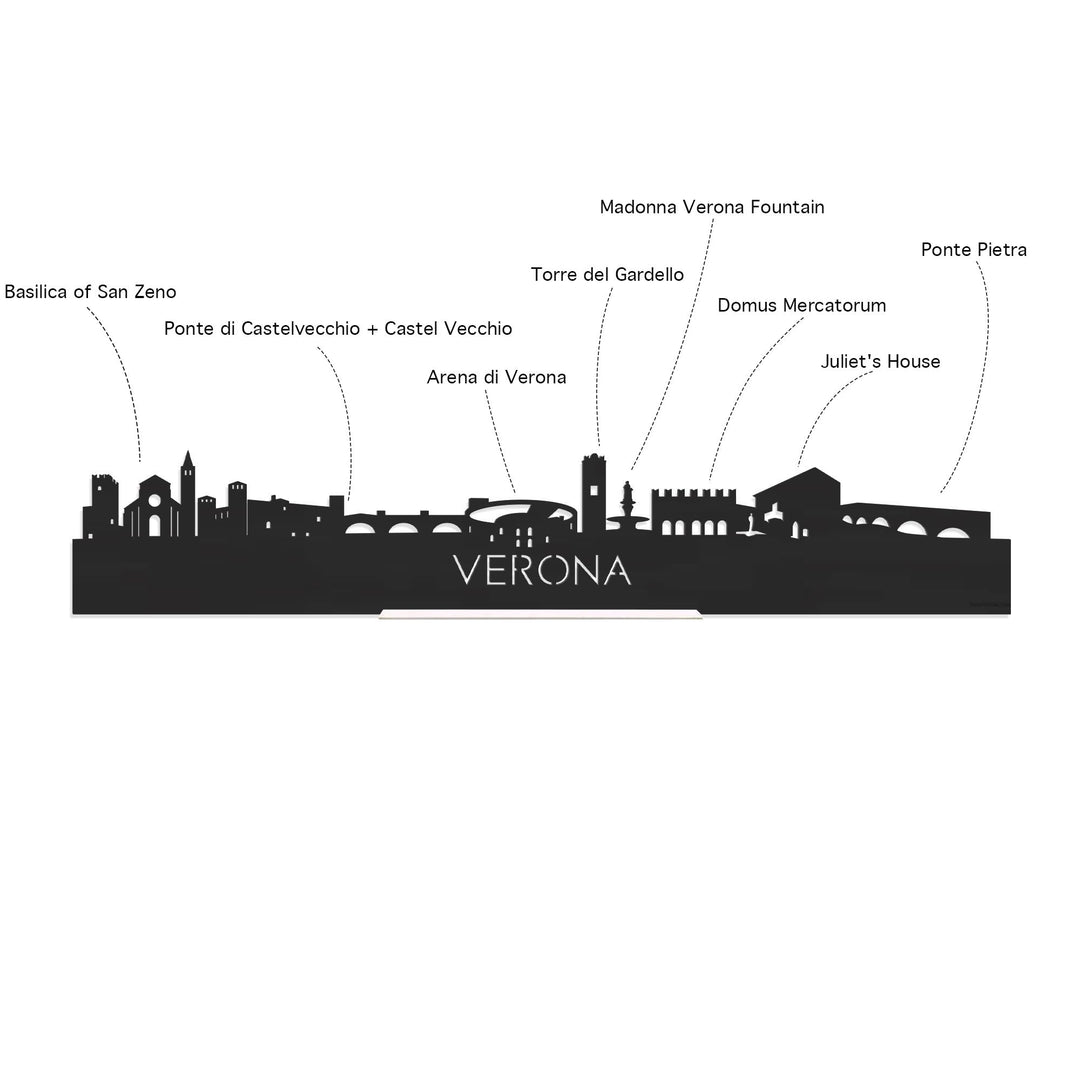 Skyline Klok Verona Noten houten cadeau decoratie relatiegeschenk van WoodWideCities