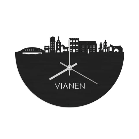 Skyline Klok Vianen Black Zwart houten cadeau wanddecoratie relatiegeschenk van WoodWideCities