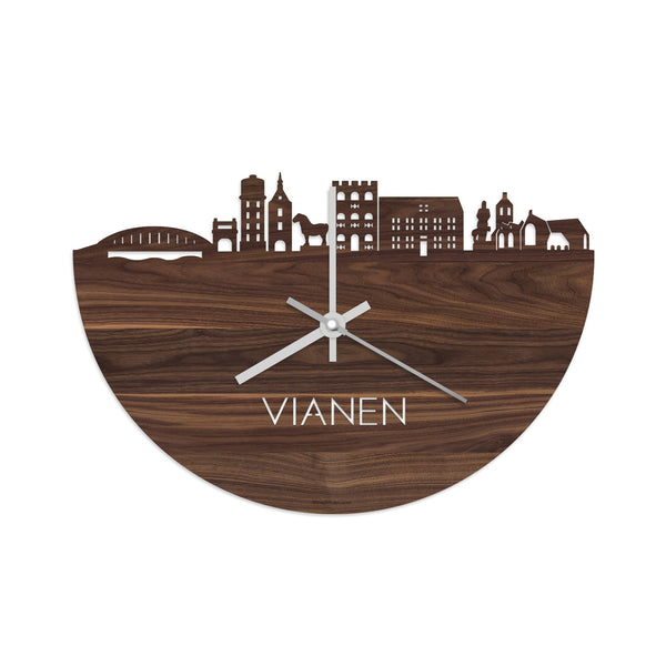 Skyline Klok Vianen Noten houten cadeau wanddecoratie relatiegeschenk van WoodWideCities