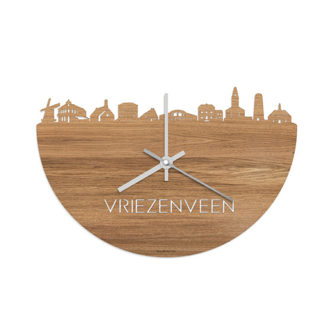 Skyline Klok Vriezenveen Eiken houten cadeau decoratie relatiegeschenk van WoodWideCities
