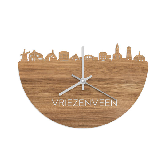 Skyline Klok Vriezenveen Eiken houten cadeau decoratie relatiegeschenk van WoodWideCities