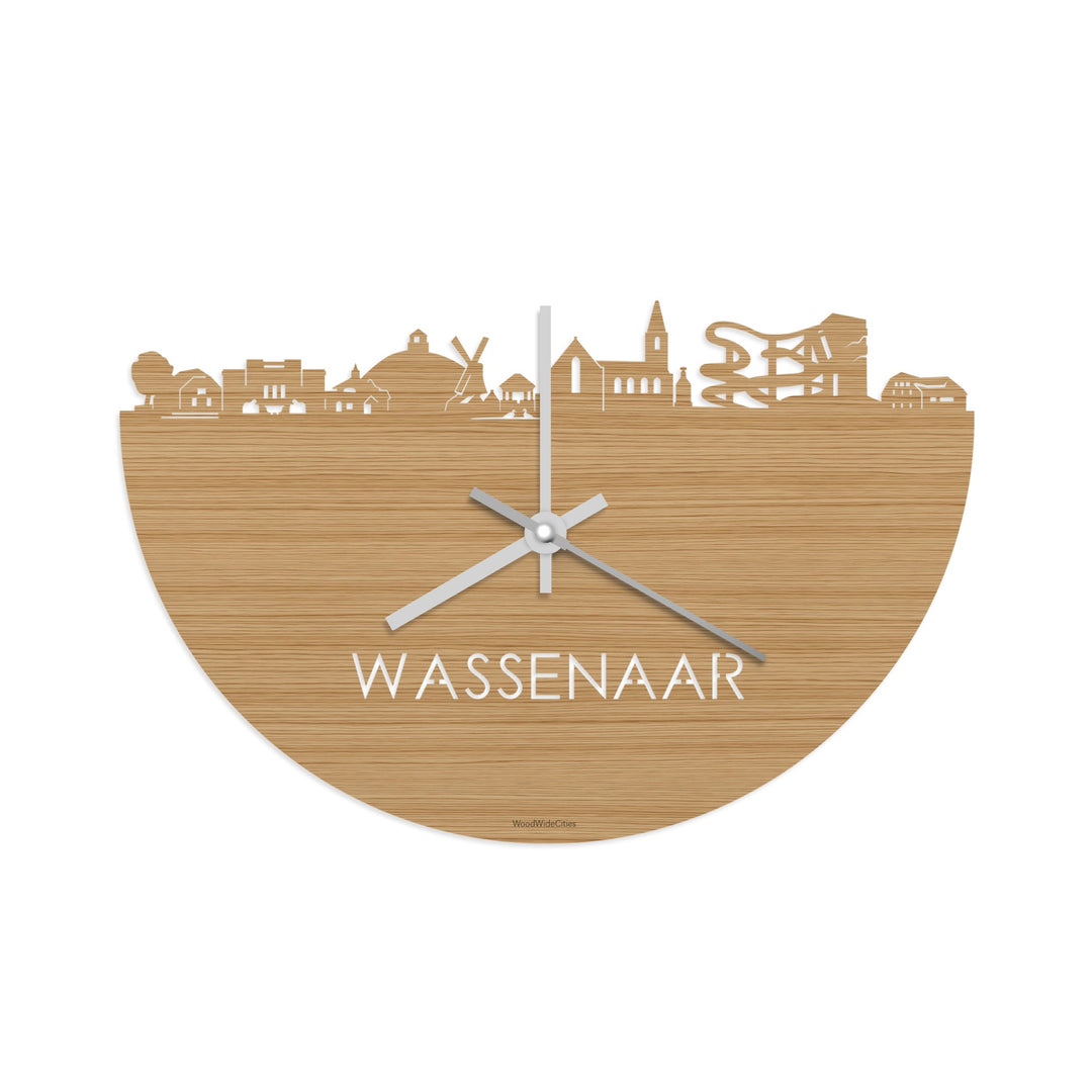Skyline Klok Wassenaar Bamboe houten cadeau wanddecoratie relatiegeschenk van WoodWideCities