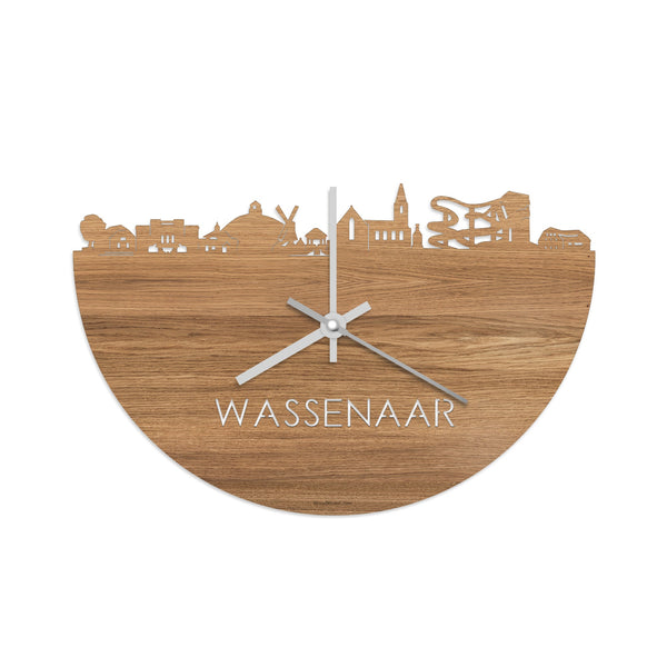 Skyline Klok Wassenaar Eiken houten cadeau wanddecoratie relatiegeschenk van WoodWideCities