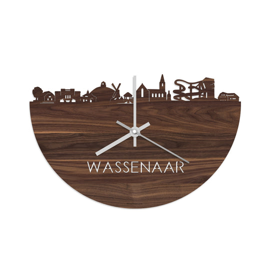 Skyline Klok Wassenaar Noten houten cadeau wanddecoratie relatiegeschenk van WoodWideCities