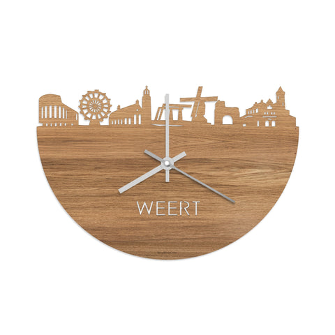 Skyline Klok Weert Eiken houten cadeau wanddecoratie relatiegeschenk van WoodWideCities