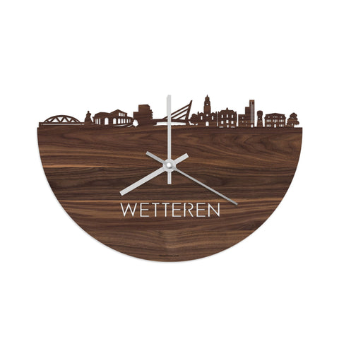 Skyline Klok Wetteren Noten houten cadeau decoratie relatiegeschenk van WoodWideCities