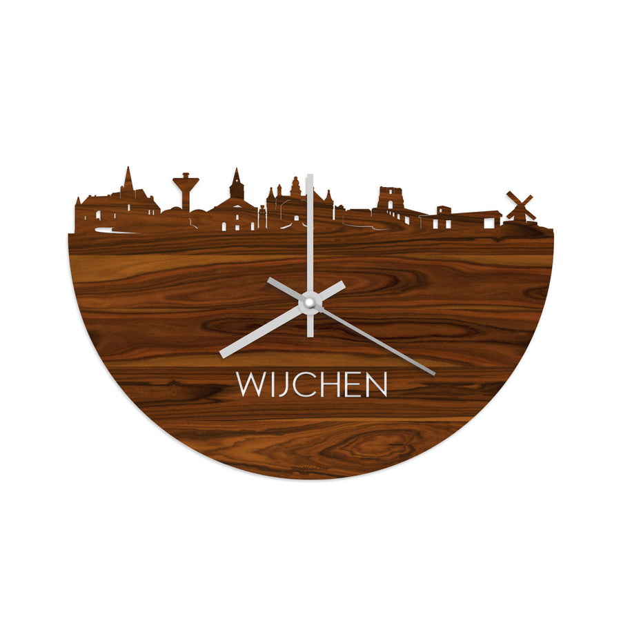 Skyline Klok Wijchen Palissander houten cadeau decoratie relatiegeschenk van WoodWideCities