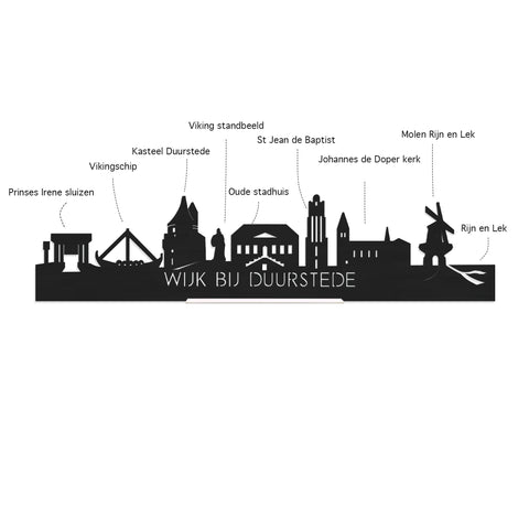 Skyline Klok Wijk bij Duurstede Wit glanzend gerecycled kunststof cadeau wanddecoratie relatiegeschenk van WoodWideCities