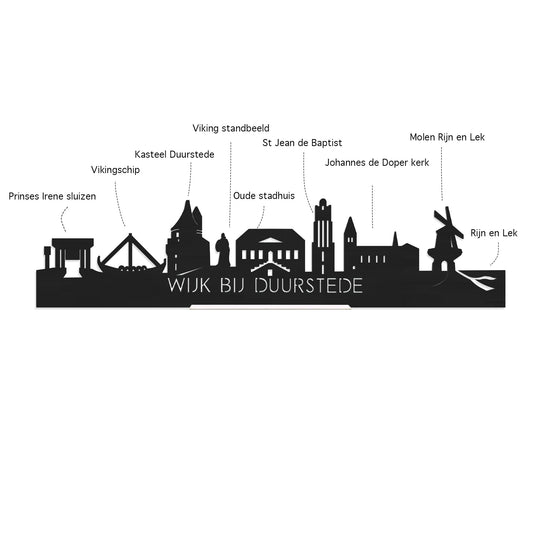 Skyline Klok Wijk bij Duurstede Wit glanzend gerecycled kunststof cadeau wanddecoratie relatiegeschenk van WoodWideCities