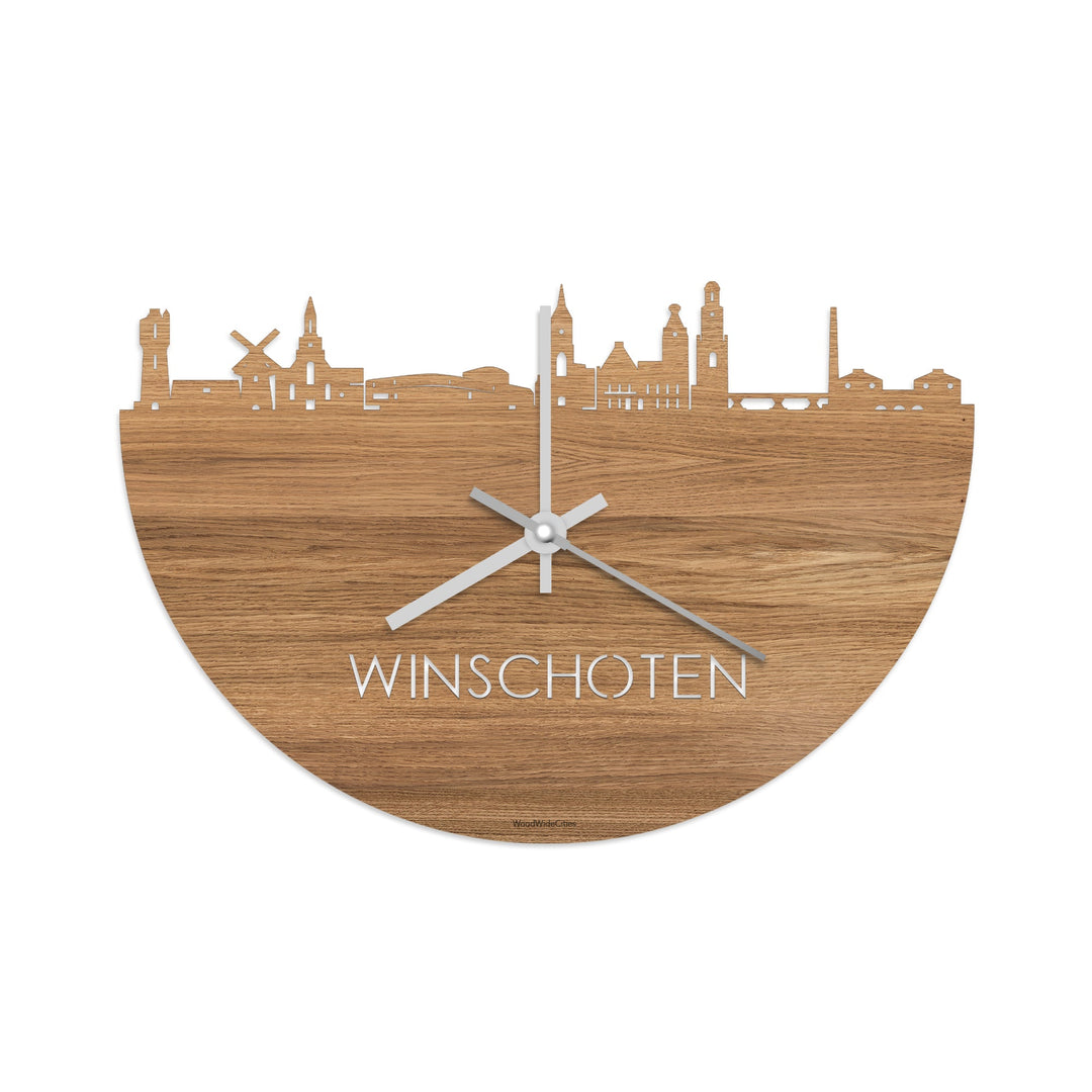 Skyline Klok Winschoten Eiken houten cadeau decoratie relatiegeschenk van WoodWideCities