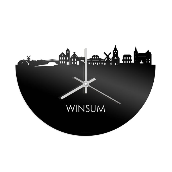 Skyline Klok Winsum Zwart glanzend gerecycled kunststof cadeau decoratie relatiegeschenk van WoodWideCities