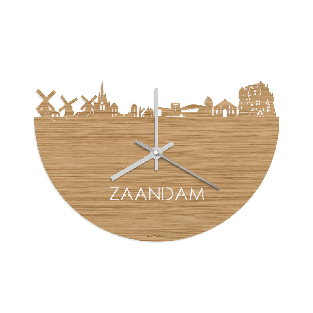 Skyline Klok Zaandam Bamboe houten cadeau wanddecoratie relatiegeschenk van WoodWideCities