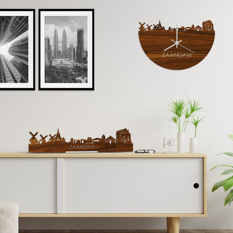 Skyline Klok Zaandam Palissander houten cadeau wanddecoratie relatiegeschenk van WoodWideCities
