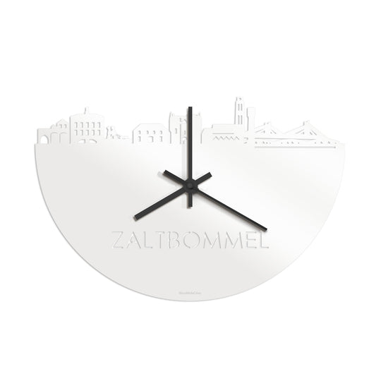 Skyline Klok Zaltbommel Wit glanzend gerecycled kunststof cadeau wanddecoratie relatiegeschenk van WoodWideCities