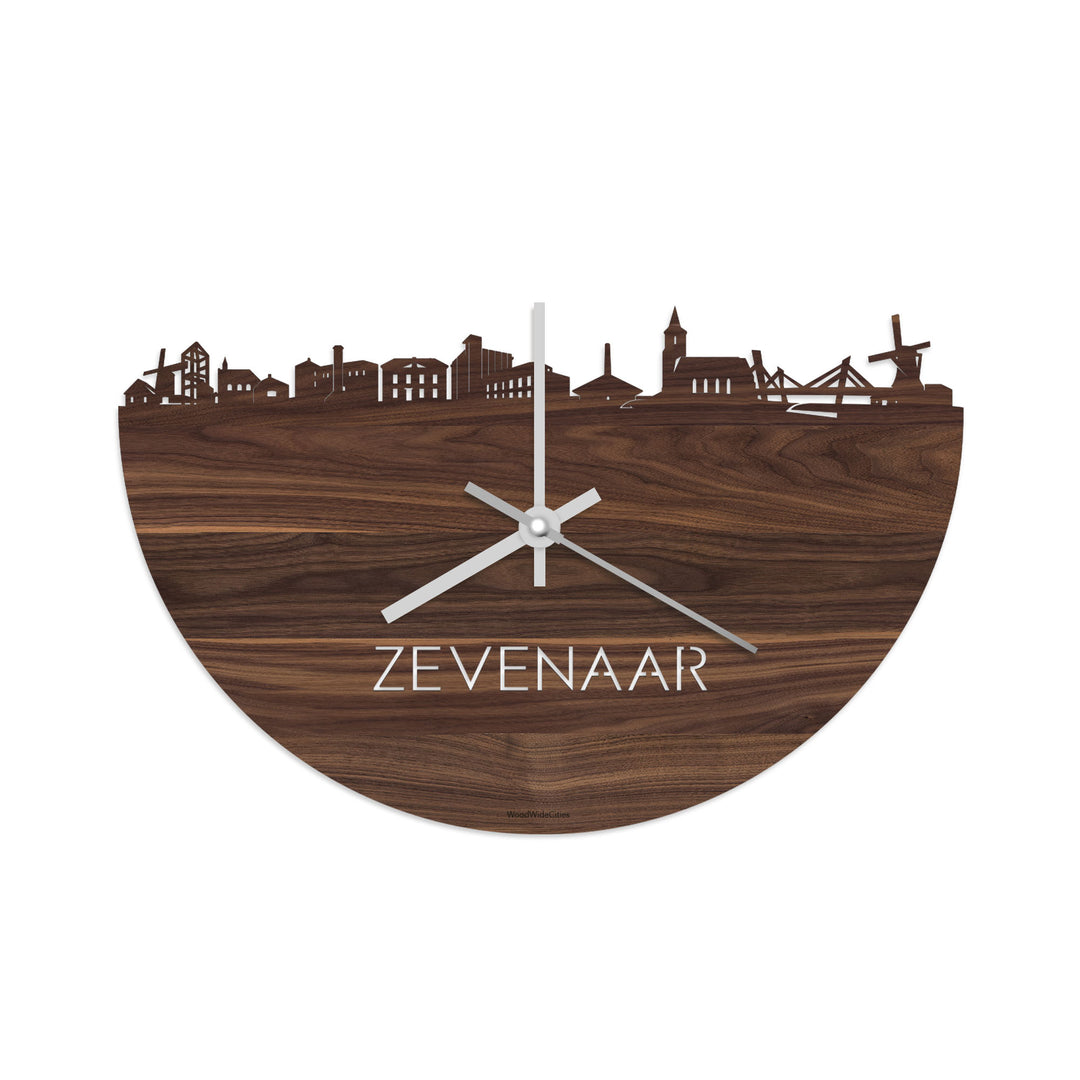 Skyline Klok Zevenaar Noten houten cadeau decoratie relatiegeschenk van WoodWideCities
