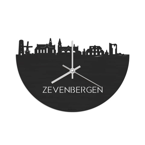 Skyline Klok Zevenbergen Black Zwart houten cadeau decoratie relatiegeschenk van WoodWideCities