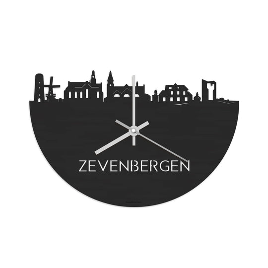 Skyline Klok Zevenbergen Black Zwart houten cadeau decoratie relatiegeschenk van WoodWideCities