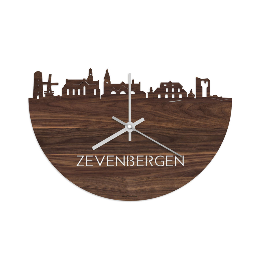 Skyline Klok Zevenbergen Noten houten cadeau decoratie relatiegeschenk van WoodWideCities