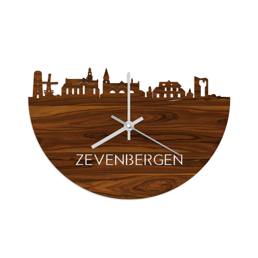 Skyline Klok Zevenbergen Palissander houten cadeau decoratie relatiegeschenk van WoodWideCities