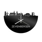 Skyline Klok Zevenbergen Zwart glanzend gerecycled kunststof cadeau decoratie relatiegeschenk van WoodWideCities