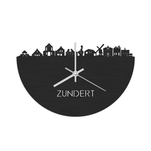 Skyline Klok Zundert Black Zwart houten cadeau decoratie relatiegeschenk van WoodWideCities