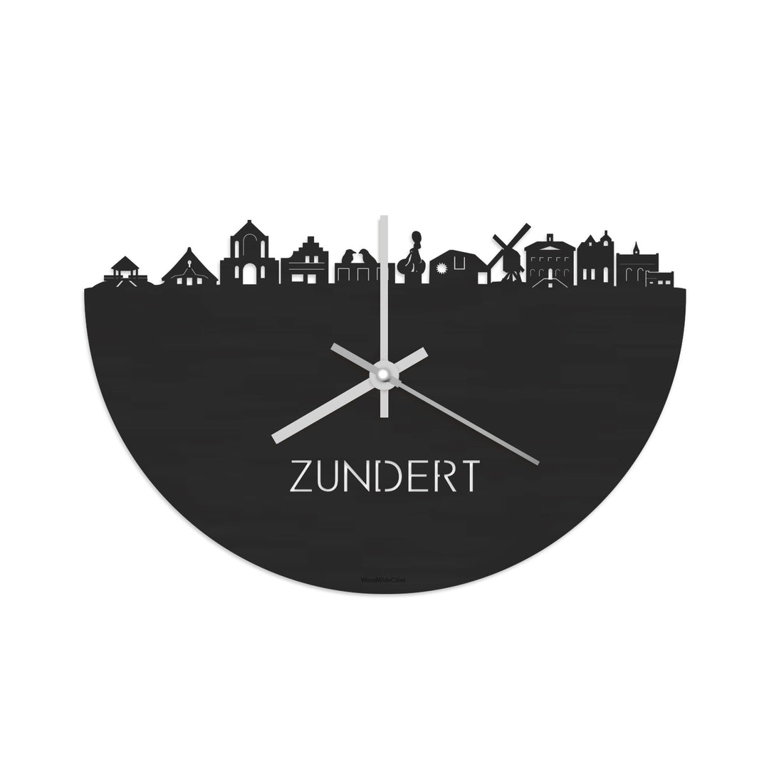 Skyline Klok Zundert Black Zwart houten cadeau decoratie relatiegeschenk van WoodWideCities
