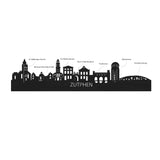 Skyline Klok Zutphen Noten houten cadeau wanddecoratie relatiegeschenk van WoodWideCities