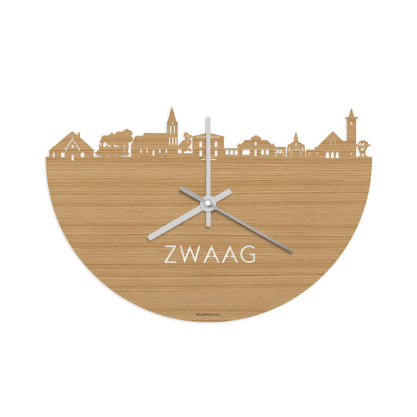 Skyline Klok Zwaag Bamboe houten cadeau decoratie relatiegeschenk van WoodWideCities