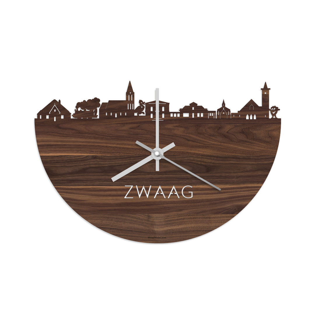 Skyline Klok Zwaag Noten houten cadeau decoratie relatiegeschenk van WoodWideCities