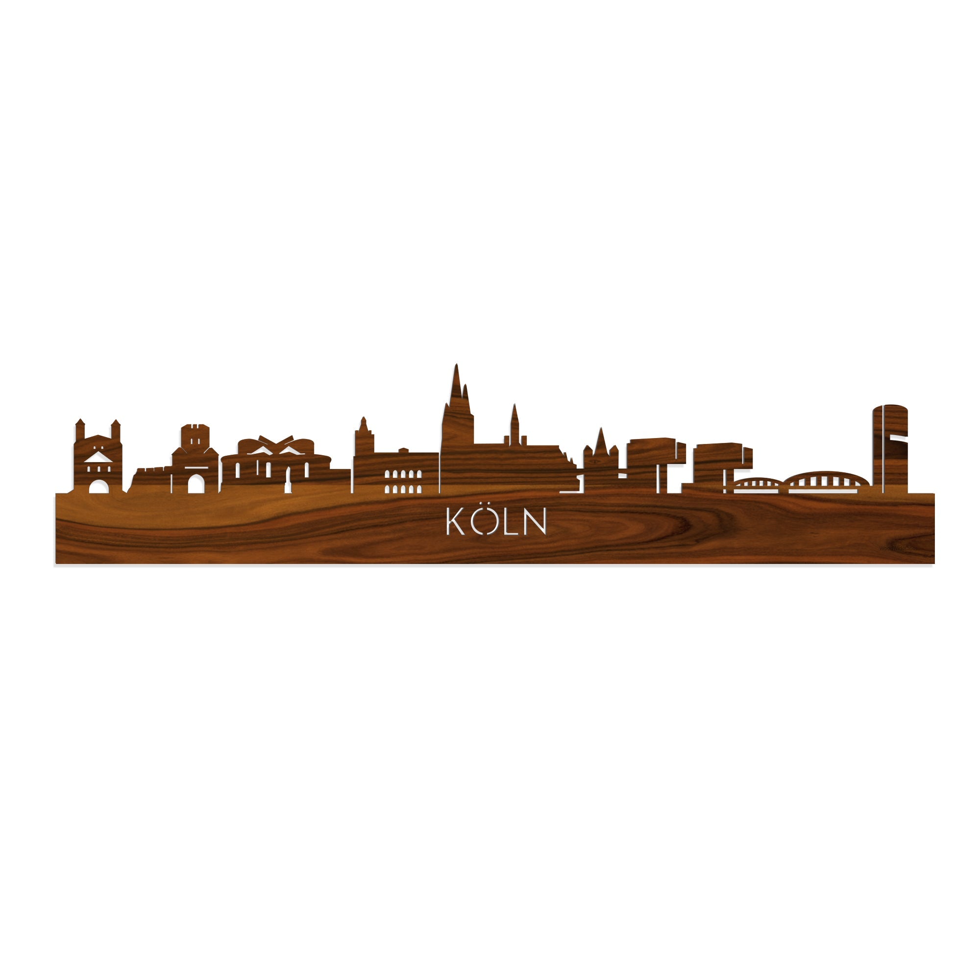 Skyline Köln Palissander houten cadeau decoratie relatiegeschenk van WoodWideCities