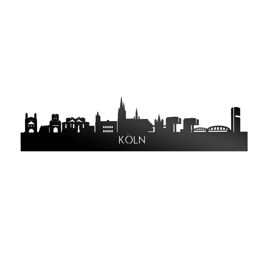 Skyline Köln Zwart glanzend gerecycled kunststof cadeau decoratie relatiegeschenk van WoodWideCities