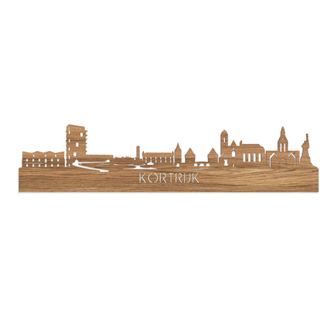 Skyline Kortrijk Eiken houten cadeau decoratie relatiegeschenk van WoodWideCities