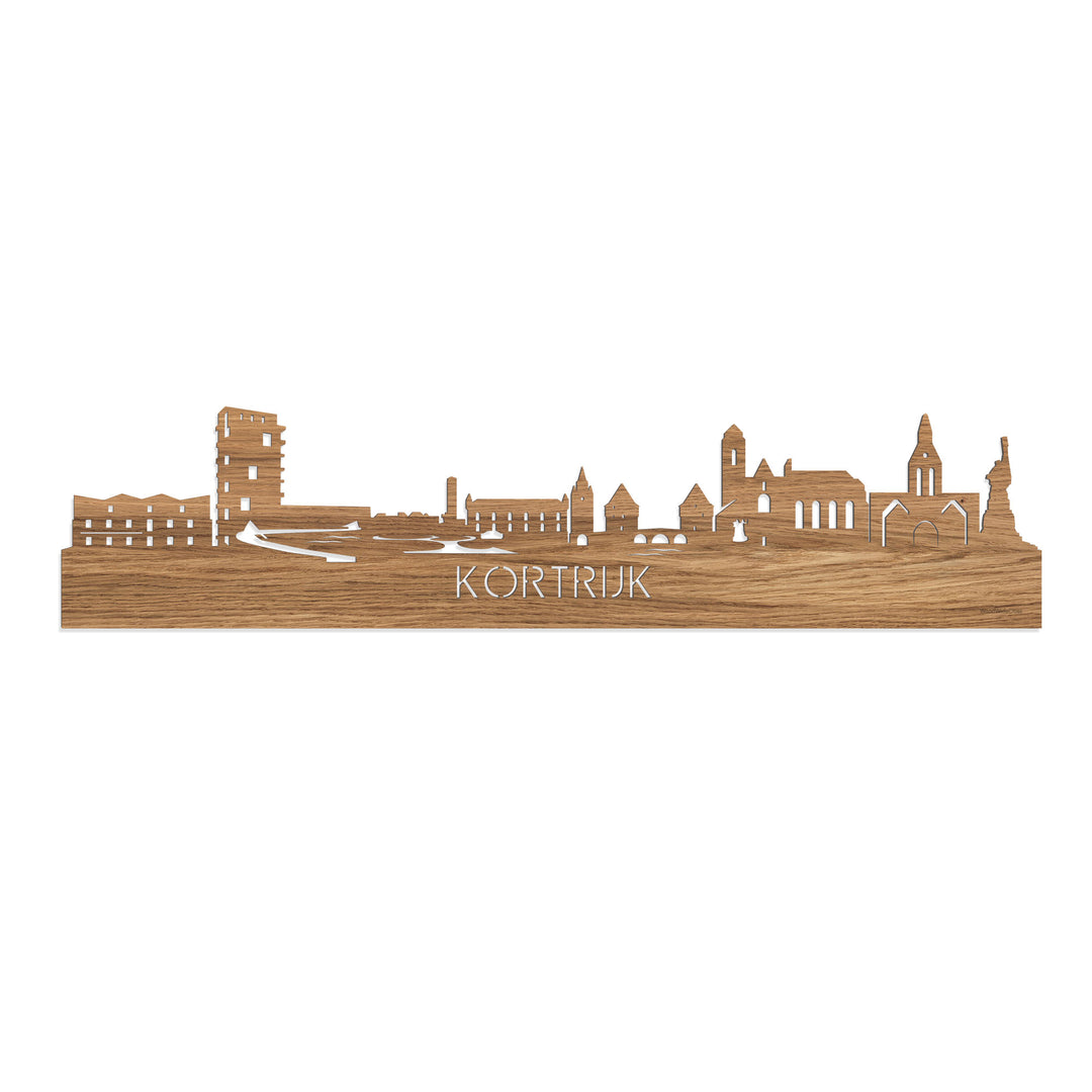 Skyline Kortrijk Eiken houten cadeau decoratie relatiegeschenk van WoodWideCities