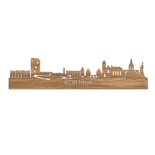Skyline Kortrijk Eiken houten cadeau decoratie relatiegeschenk van WoodWideCities