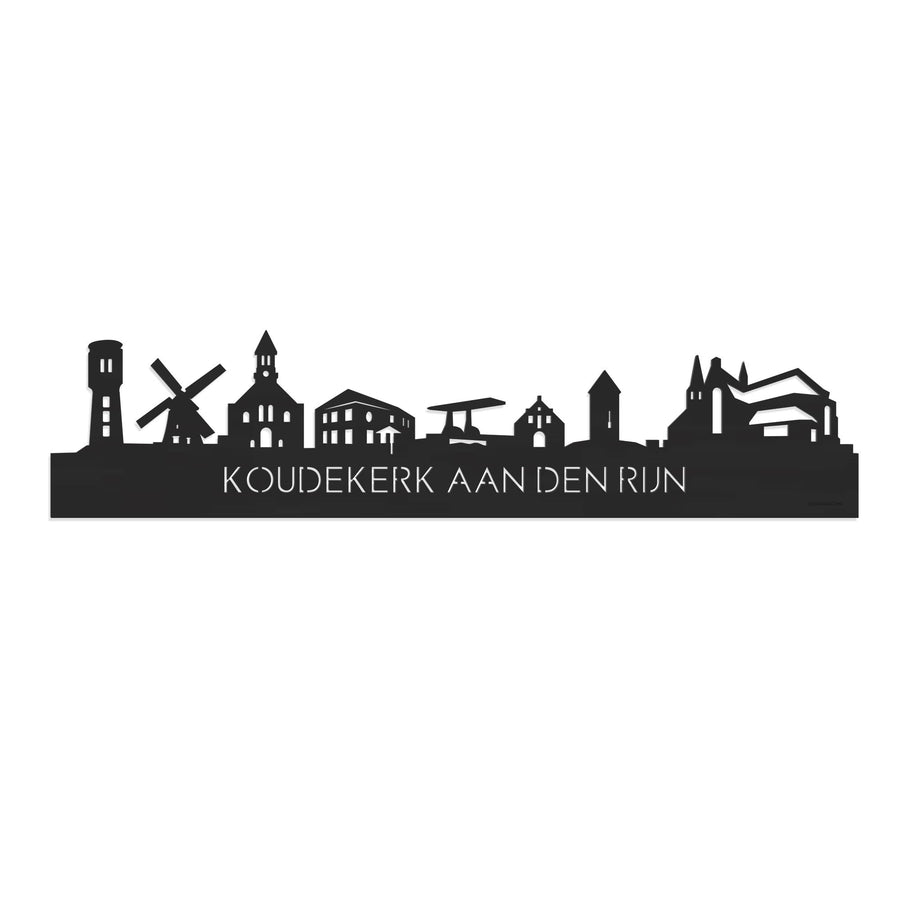 Skyline Koudekerk-Aan-Den-Rijn Zwart houten cadeau decoratie relatiegeschenk van WoodWideCities