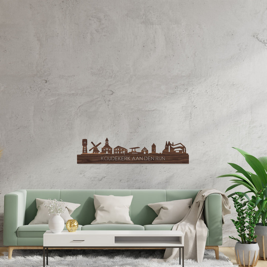 Skyline Koudekerk-Aan-Den-Rijn Noten houten cadeau decoratie relatiegeschenk van WoodWideCities