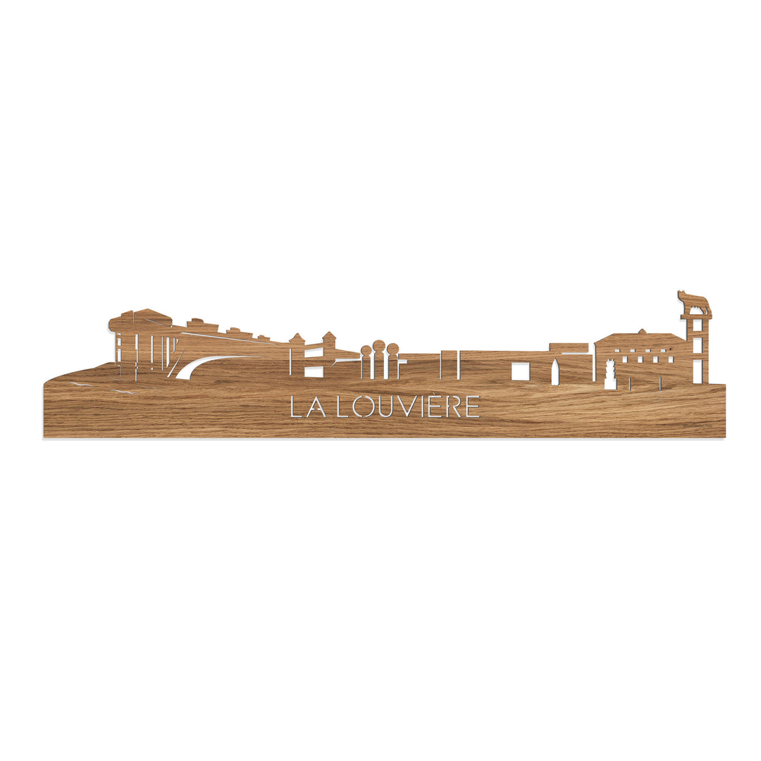 Skyline La Louvière Eiken houten cadeau decoratie relatiegeschenk van WoodWideCities